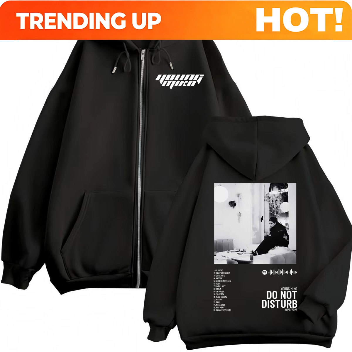 Vintage Zip Hoodie - Özel Tasarım Young Miko Rahatsız Etmeyin