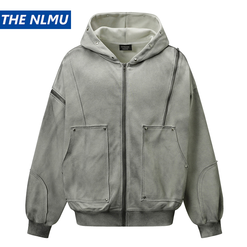 Vintage Zip Hoodie - Erkekler Vintage Kapşonlu Ceket 2025 Retro