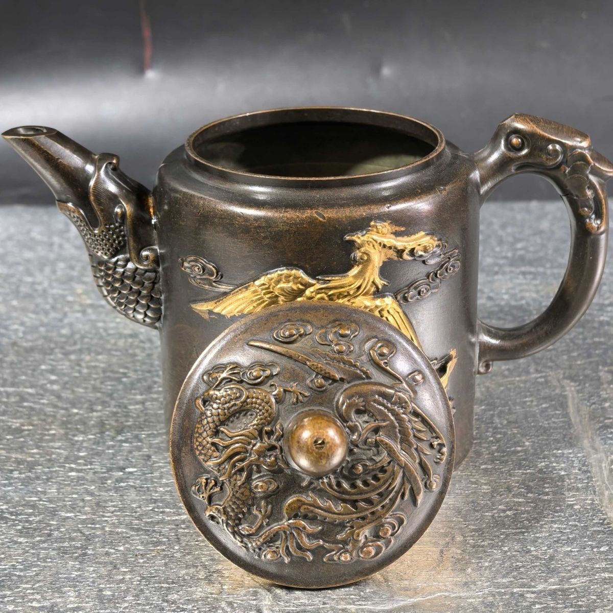 Collectible Vintage Wine - Koleksiyonluk Vintage Yaldızlı Pirinç Ejderha ve