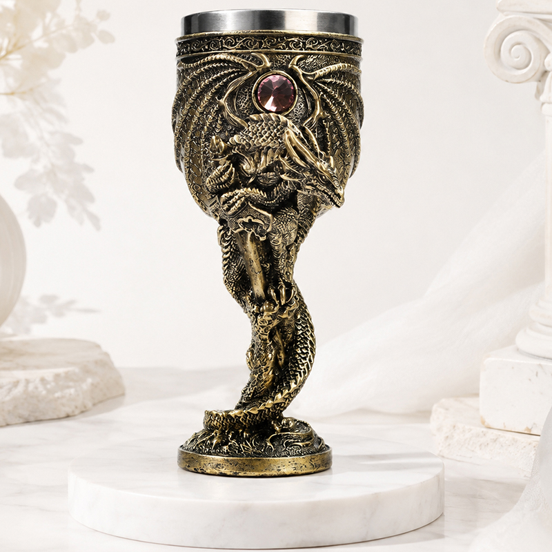 Collectible Vintage Wine - Vintage Ejderha Kadehi Paslanmaz Çelik İçlik