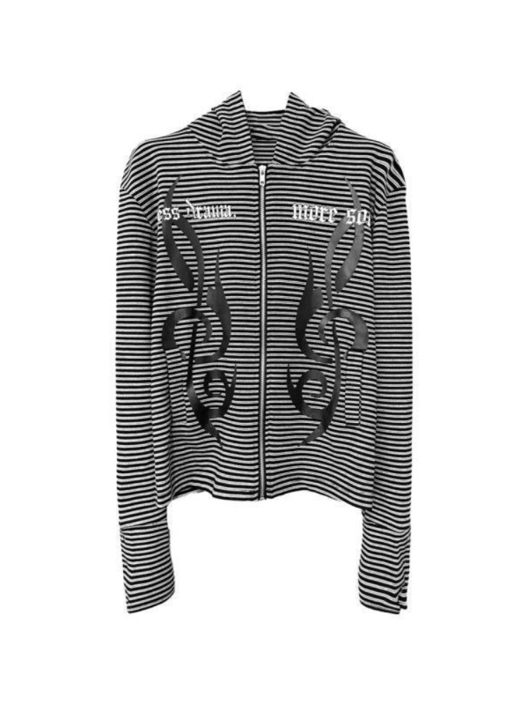 Erkek Kadın Gotik Tarz Çizgili - Vintage Zip Hoodie incelemesi ve fiyatı