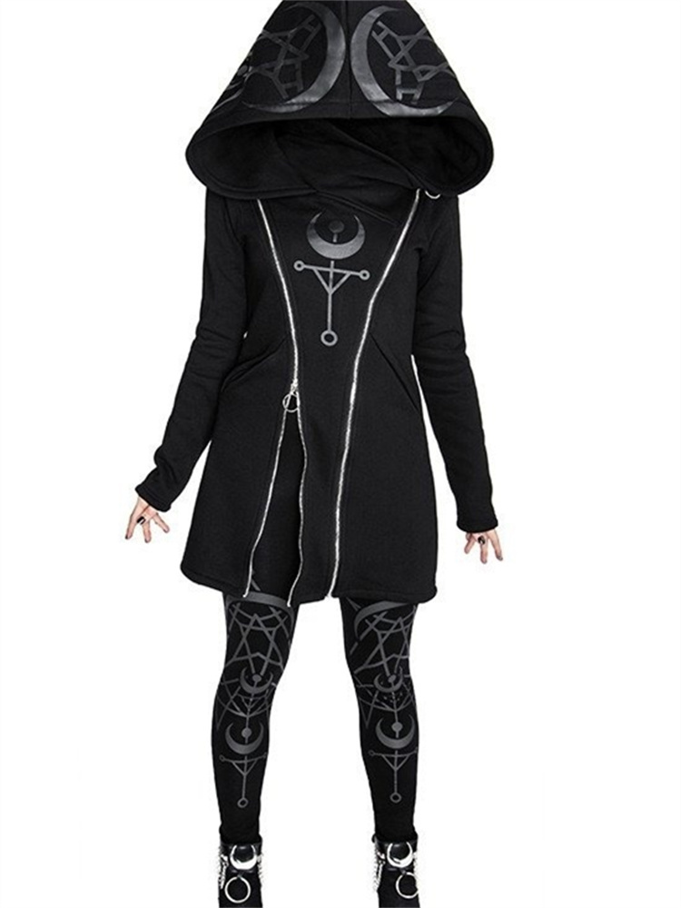Gotik Punk baskı uzun kollu üs - Vintage Zip Hoodie incelemesi ve fiyatı