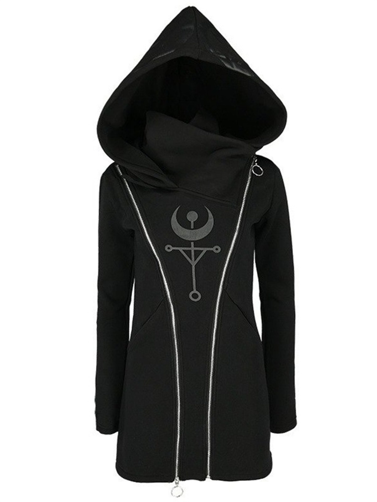 Gotik Punk baskı uzun kollu üs - Vintage Zip Hoodie incelemesi ve fiyatı