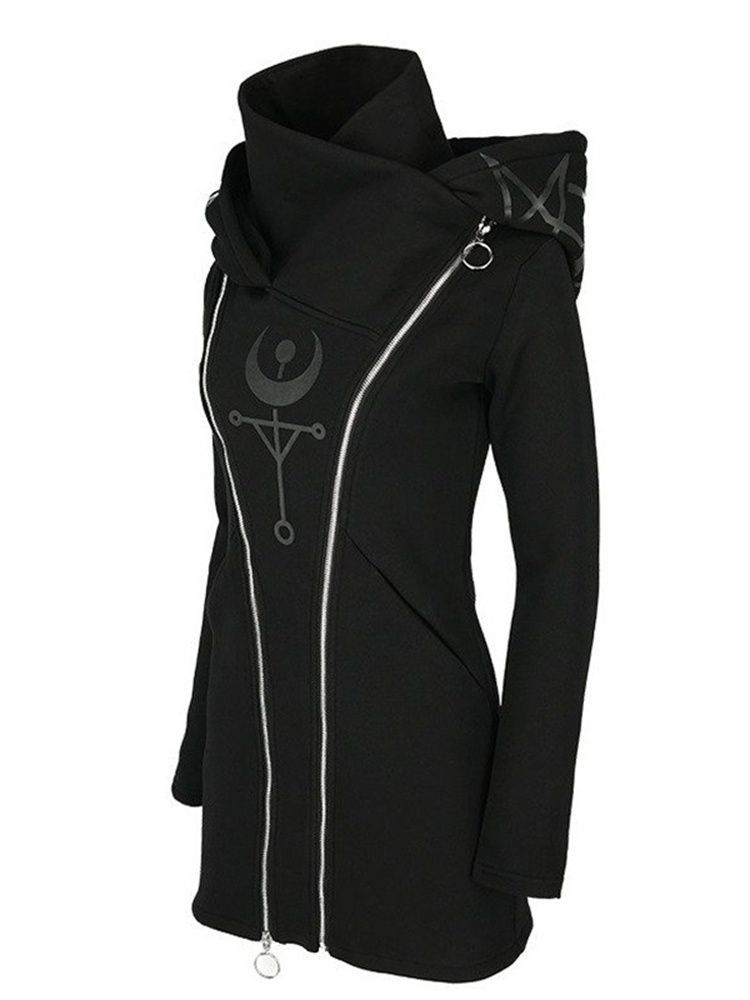 Gotik Punk baskı uzun kollu üs - Vintage Zip Hoodie incelemesi ve fiyatı